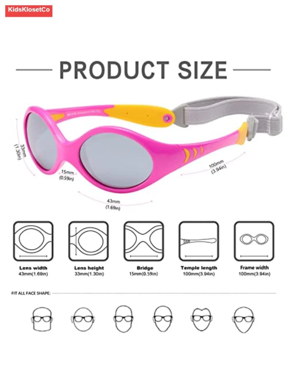 Toddler Sunglasses with Adjustable Strap UV400 Protection Unbreakable Polarized